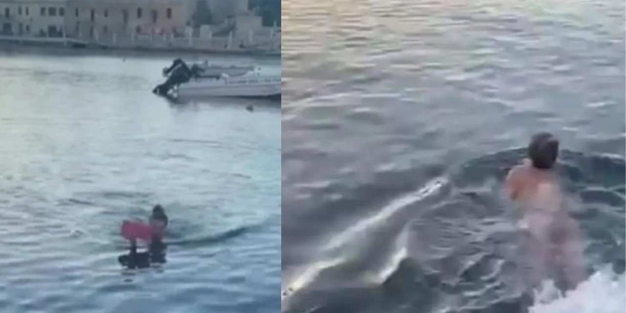 Binlerce dolarlık çantası denize düşünce Çırılçıplak soyunup bir anda denize atladı