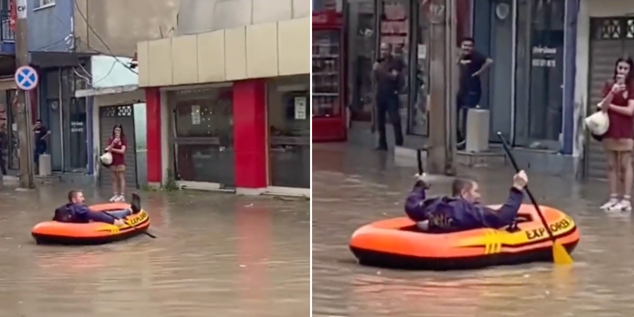 Yollar Göle Döndü! İzmir Sokaklarında  Kürek Çekti