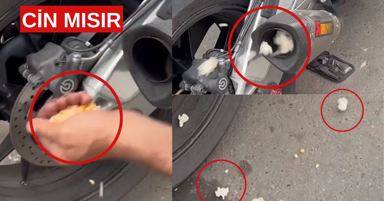 Kimsenin aklına gelmeyecek bir şey yaptı! Motosiklet egzozunda yaptığı deney görenleri şok etti!