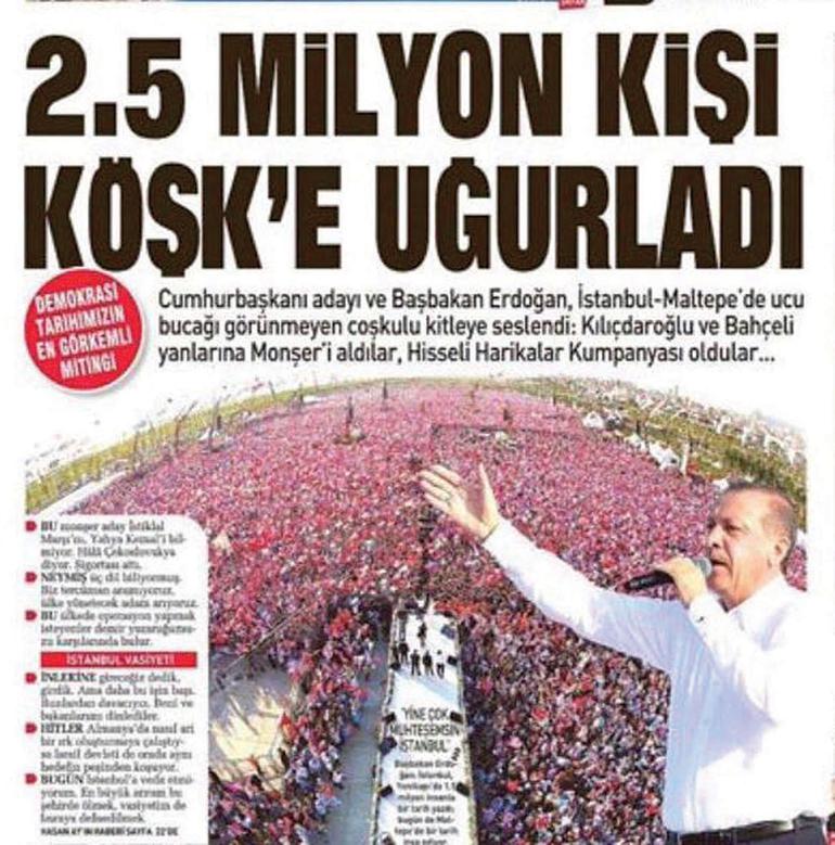 Ahmet Hakan: Erdoğan: Maltepe Meydanı iki milyon insan alabiliyor