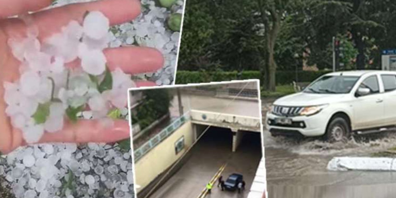 İç Anadolu'yu Sağanak ve Dolu Vurdu... Yollar Su Altında Kaldı, Kent Beyaza Büründü