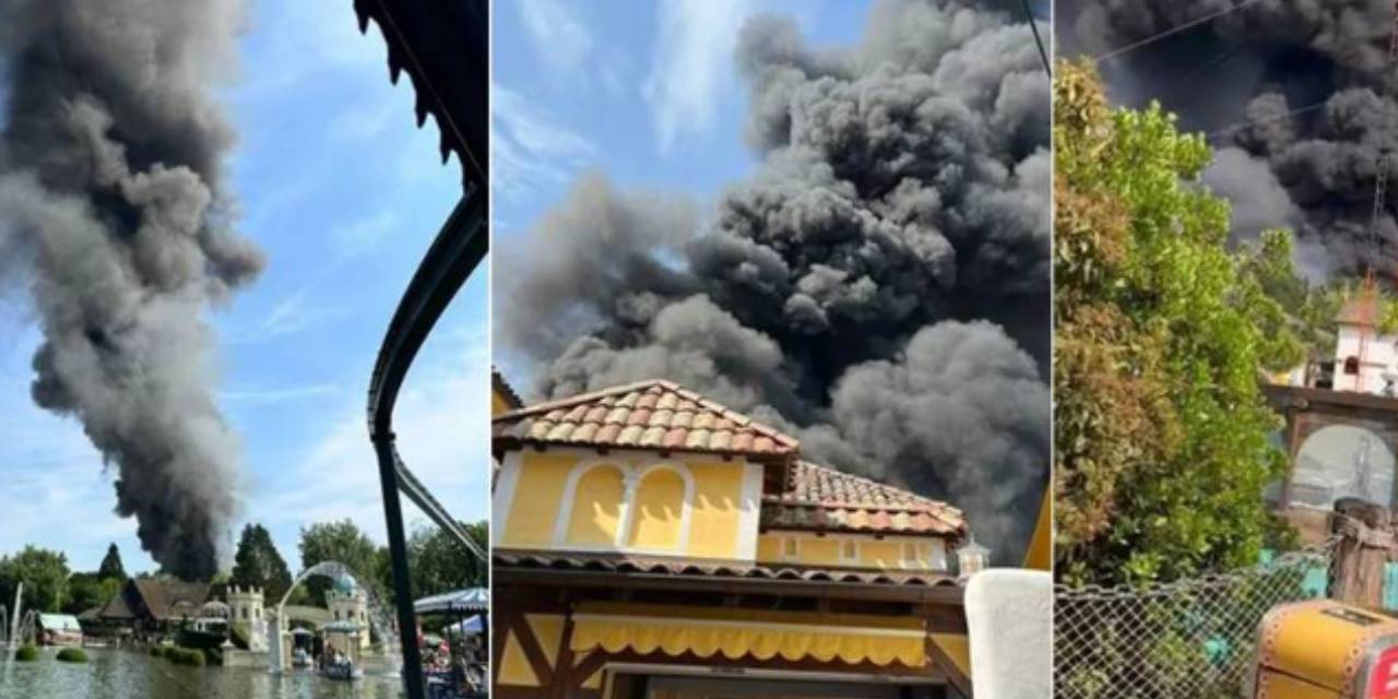 Almanya'nın en büyük eğlence parkında yangın çıktı: 25 bin kişi tahliye edildi