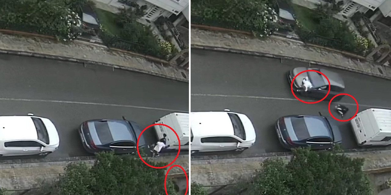Köpekten kaçan çocuklara otomobil çarptı! O anlar böyle kaydedildi