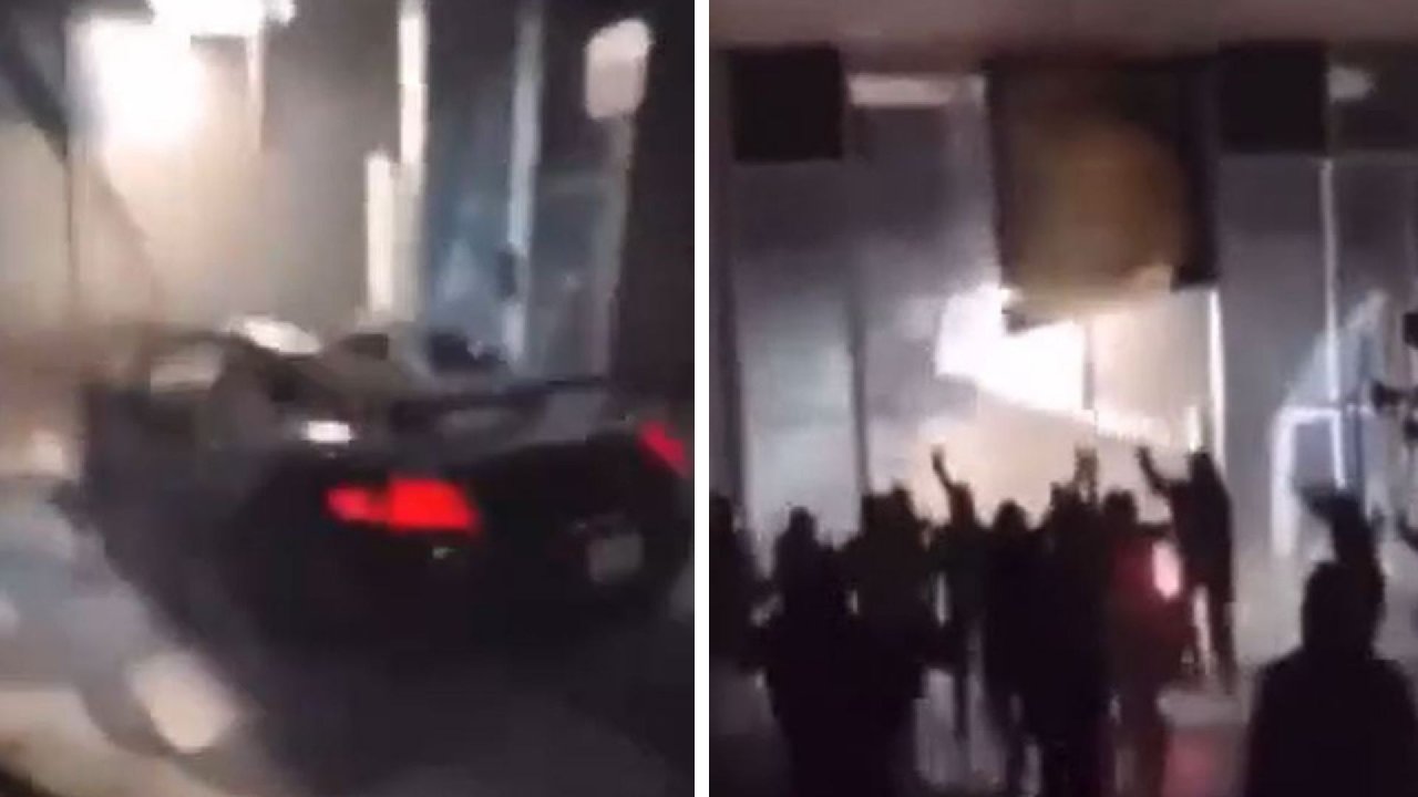 Fransa'da eylemciler lüks araçla bir mağazayı böyle talan etti