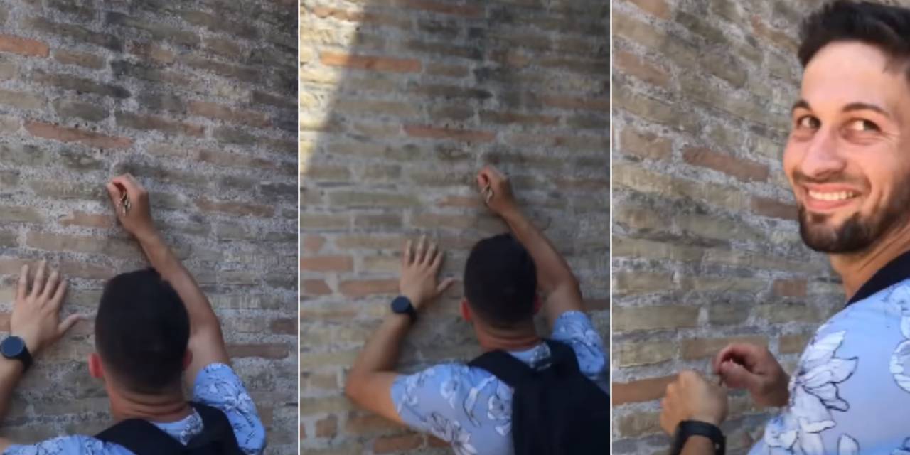 Kolezyum’a adını kazıyan turist özür diledi ama yine tepki topladı... Antik olduğunu bilmiyormuş!