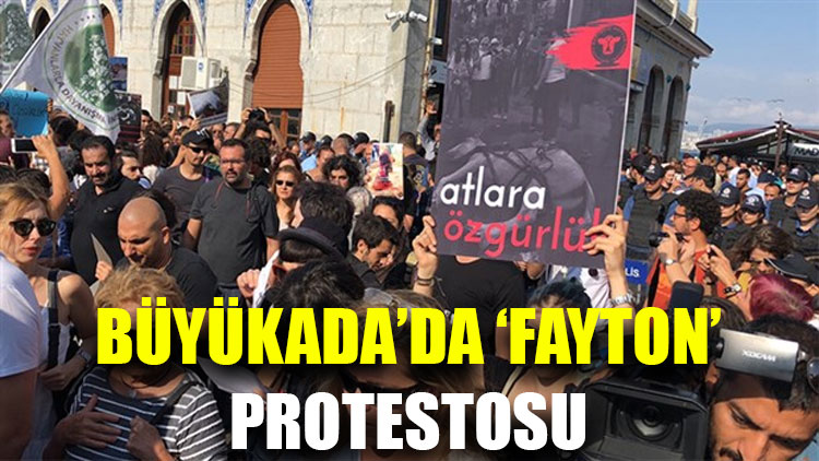 Büyükada'da 'fayton' protestosu