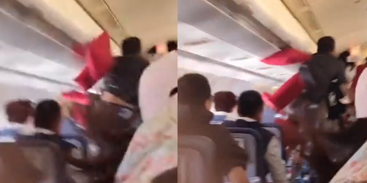 Uçakta Korku Dolu Anlar: Türbülansın Etkisiyle İki Yolcu Tavana Çarptı