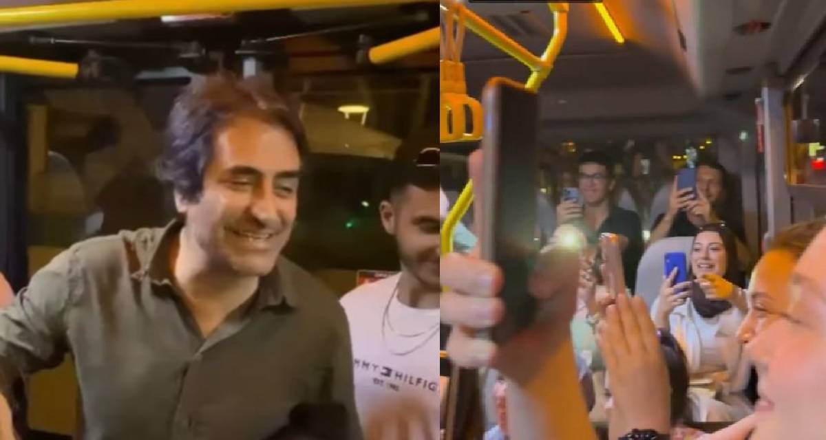 Ünlü şarkıcı taksi bulamayınca minibüse bindi, konser verdi