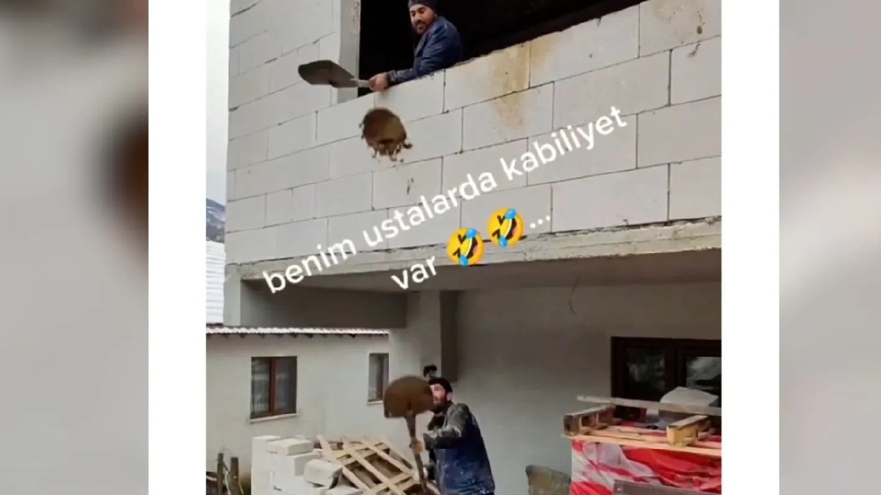 'Fizik kurallarını altüst eden' inşaat ustalarının görüntüleri viral oldu