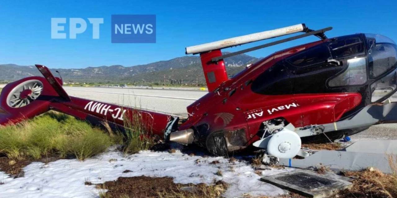 Sisam Adası'nda Türk Şirkete Ait Helikopter Düştü