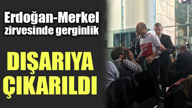 Erdoğan-Merkel toplantısında gerginlik: Dışarıya çıkarıldı