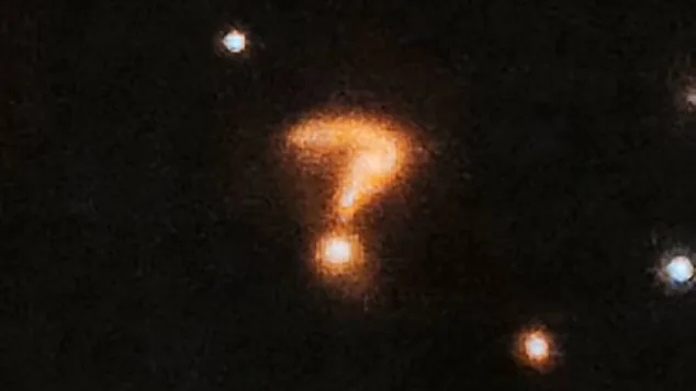 Unusual Galaxy Formation: Mystery of the Perfect Question Mark Shape