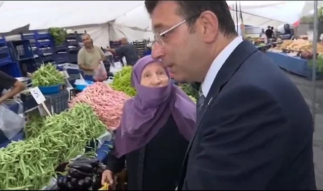 İmamoğlu'nun yaşlı kadınla pazar diyaloğu: Anacığım fiyatları ben yükseltmiyorum