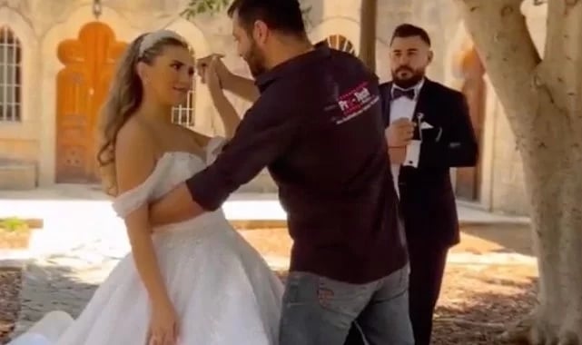 O anlar gündem oldu; çekimde fotoğrafçı olayı abartınca damat böyle müdahale etti