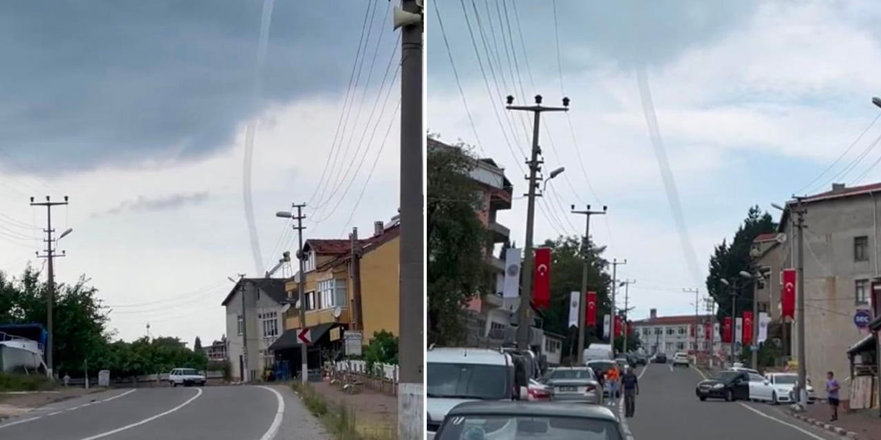 Korkutan Görüntü! Karaya 100 Metre Mesafede Hortum Çıktı