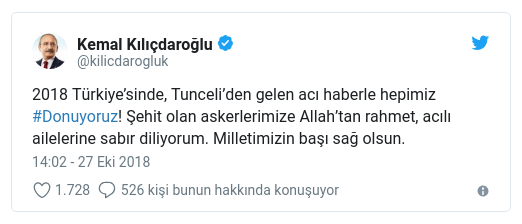 Kılıçdaroğlu: Acı haberle hepimiz #Donuyoruz!