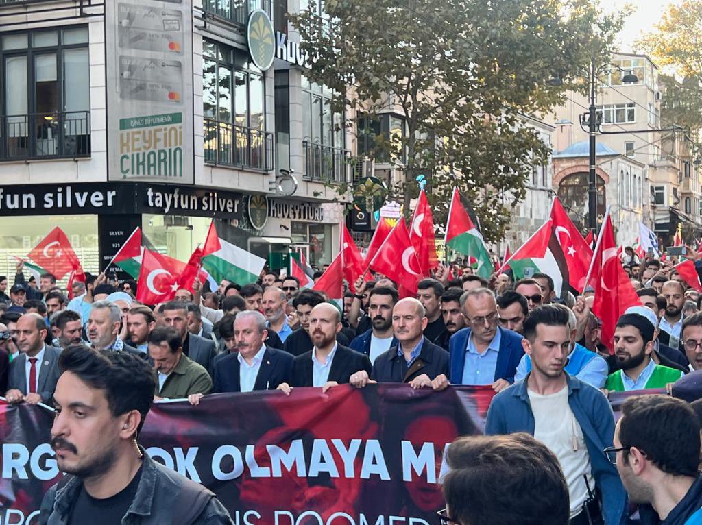 Filistin Yürüyüşünde Bilal Erdoğan ile Soylu Yan Yana