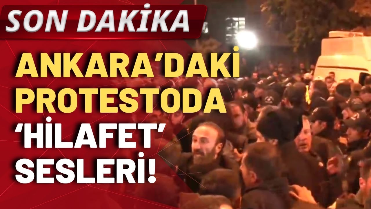 Ankara'daki İsrail elçiliği önünde 'Hilafet ve Ordu Aksaya' sesleri yükseliyor!