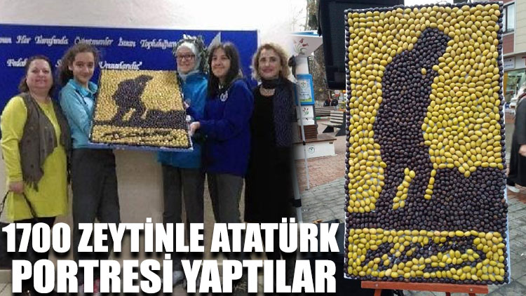 1700 zeytinle Atatürk portresi yaptılar