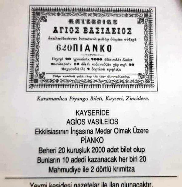 Anadolu'da ilk piyango çekilişi 1850'de Kayseri'de