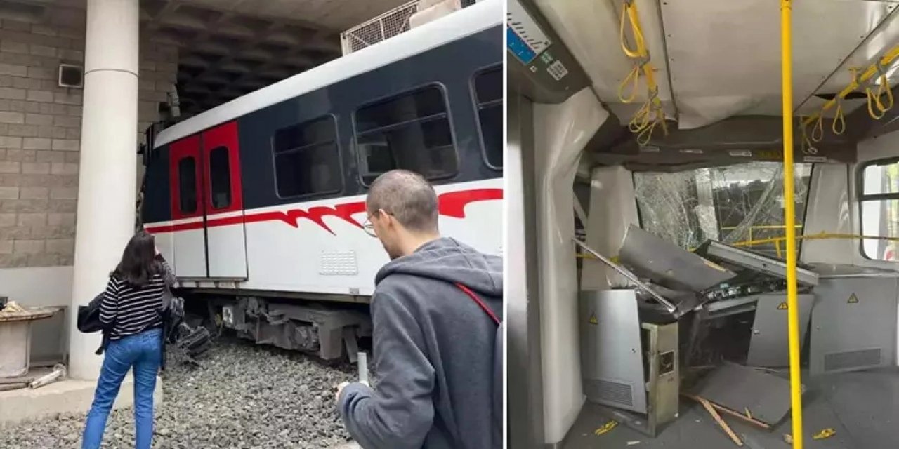 İzmir'de Metro Raydan Çıktı, Duvara Çarptı!