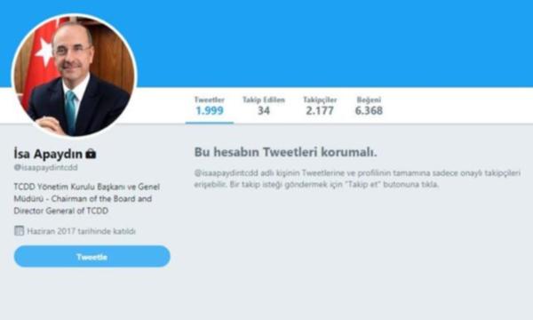 TCDD müdürü, açıklama yapmak yerine Twitter hesabını kilitledi