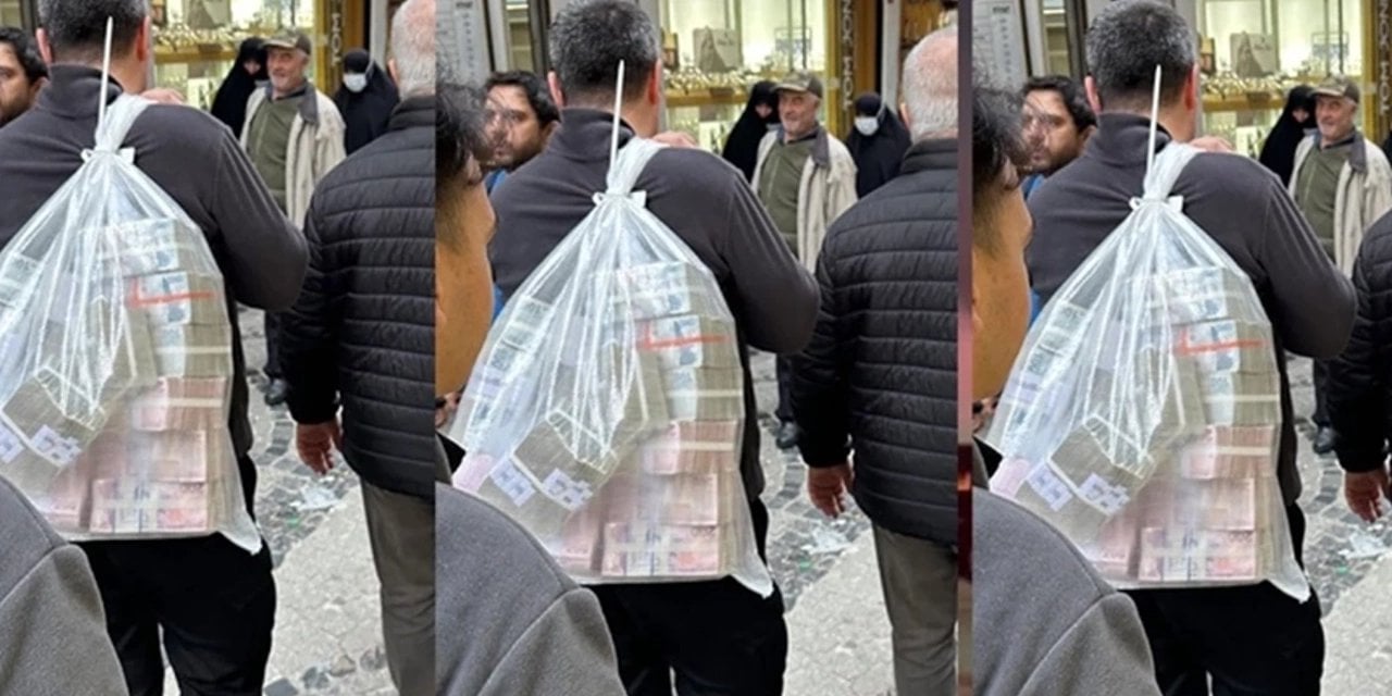 İstanbul'da Meraklandıran Görüntü: Sırtında Bir Çuval Dolusu Parayla Gezen Bu Kişi Kim?