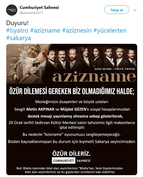 AKP'li belediyenin Müjdat Gezen ve Metin Akpınar korkusu!