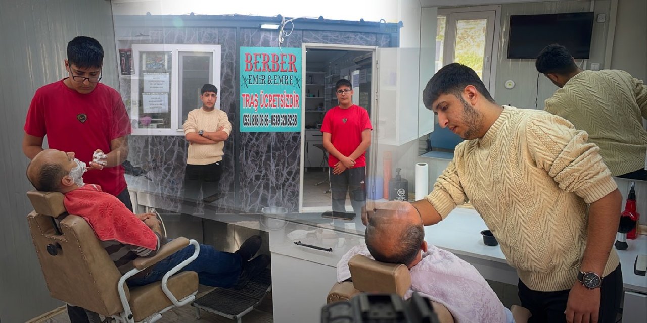 Hatay'da İki Kardeş Depremzedeleri 7 Aydır Ücretsiz Tıraş Ediyor