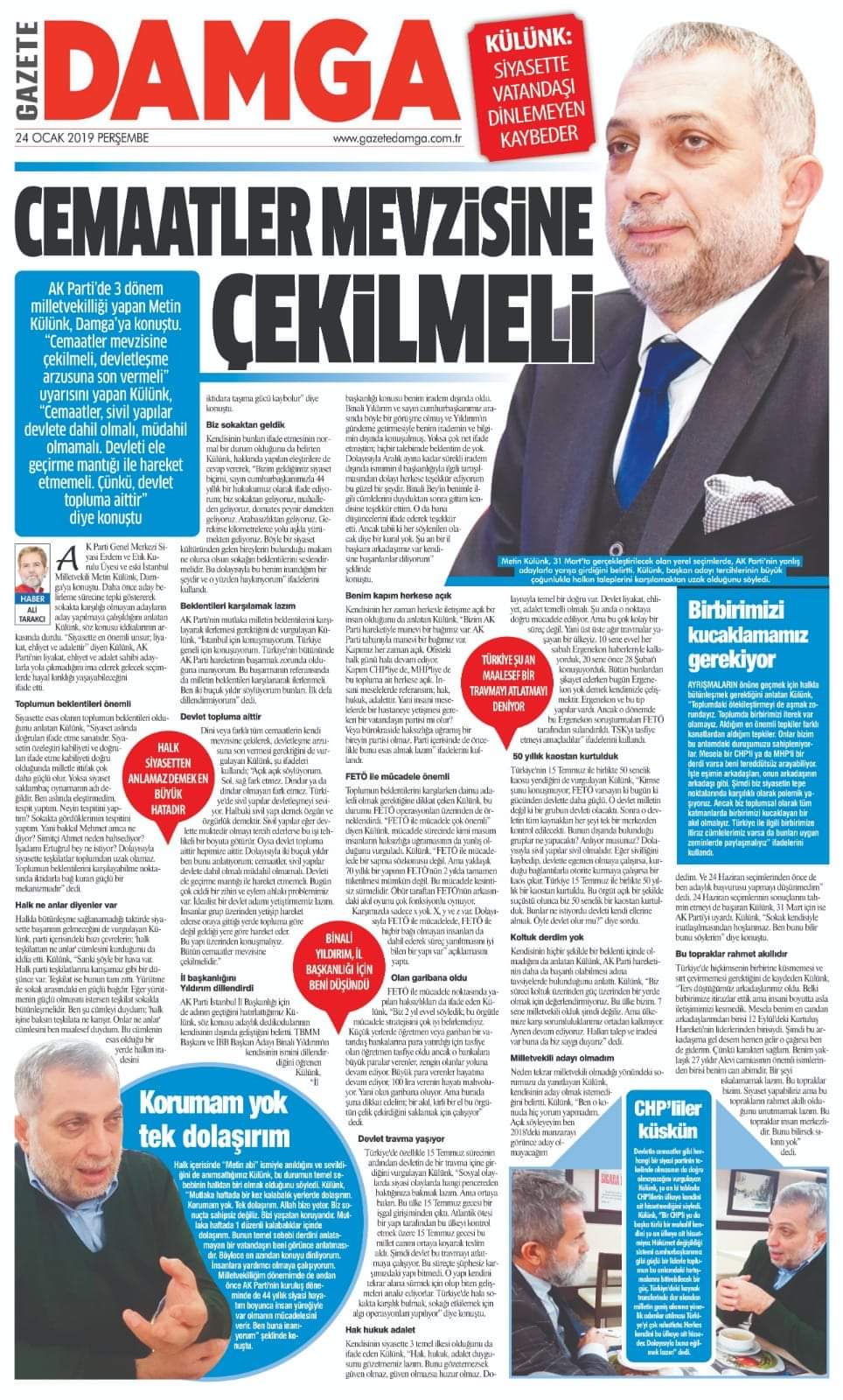 AKP'li Metin Külünk: Partimiz 31 Mart'ta hayal kırıklığı yaşayabilir