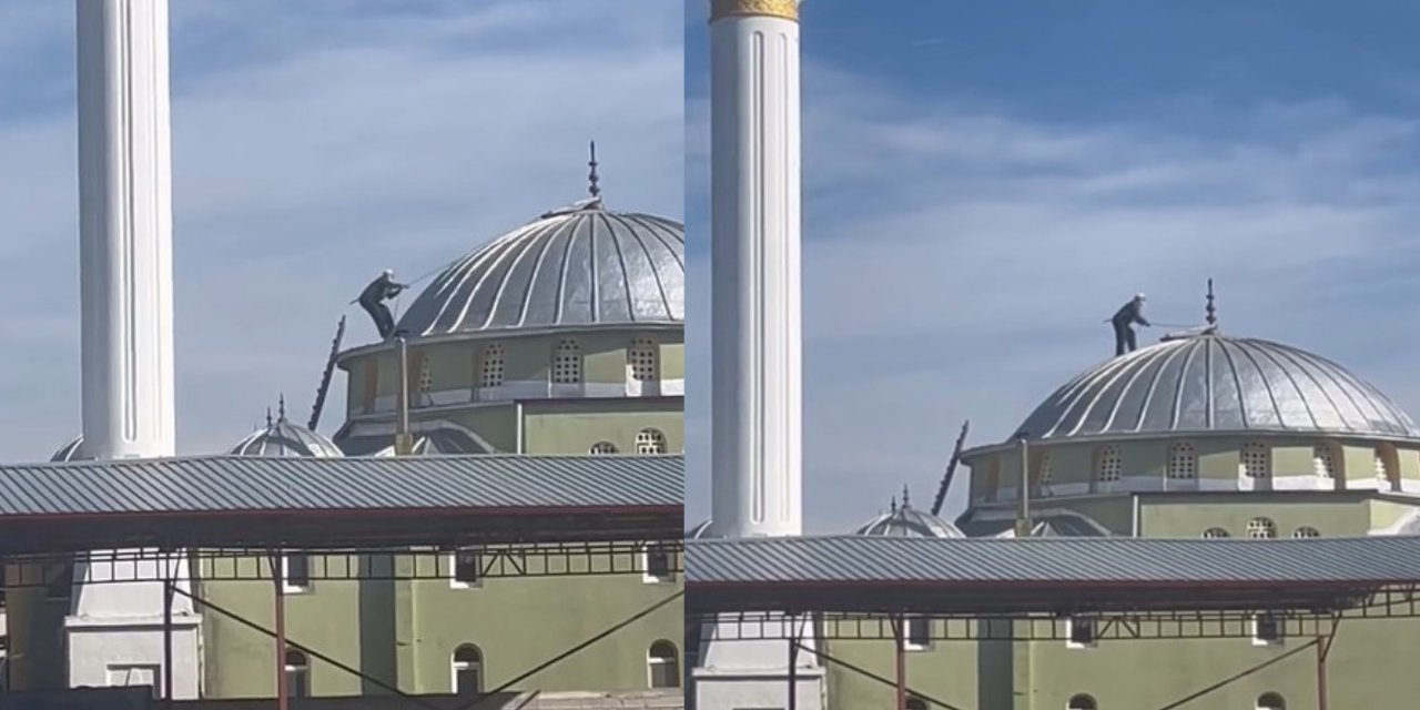 70 Yaşındaki Adamın Cami Kubbesine Tırmanma Nedenini Duyanlar 'Yok Artık' Dedi
