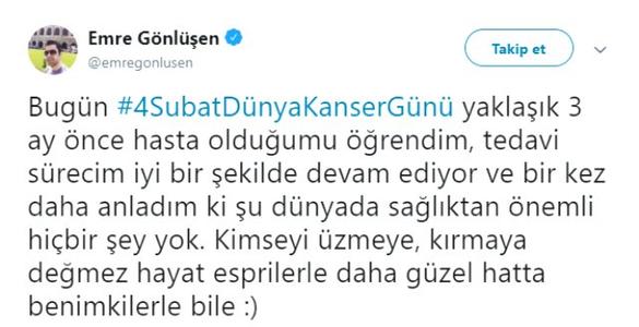 Emre Gönlüşen kanser hastalığına yakalandığını açıkladı