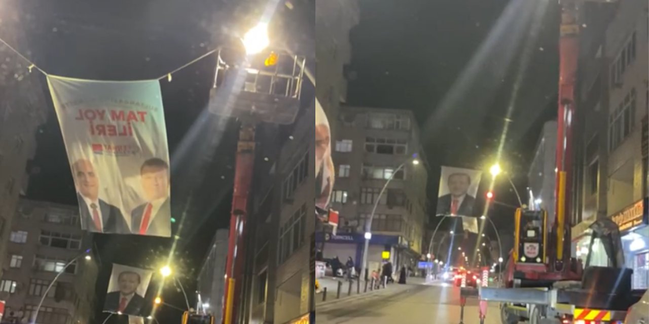 AKP'li Sultangazi Belediyesi, İmamoğlu'nun Bayrak ve Afişlerini Kaldırdı