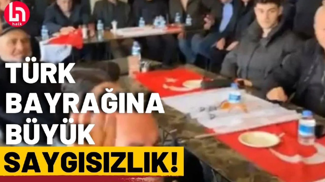 AKP'liler Türk bayrağını ‘sofra bezi’ yaptı!
