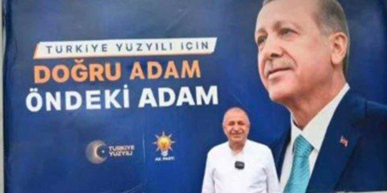 Ümit Özdağ, Erdoğan'ın 'Doğru adam öndeki adam' pankartı önünde poz verdi
