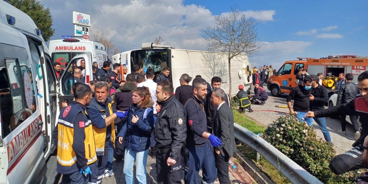 Aydın'da Feci Kaza. Halk Otobüsü Devrildi Onlarca Yolcu Yaralı!