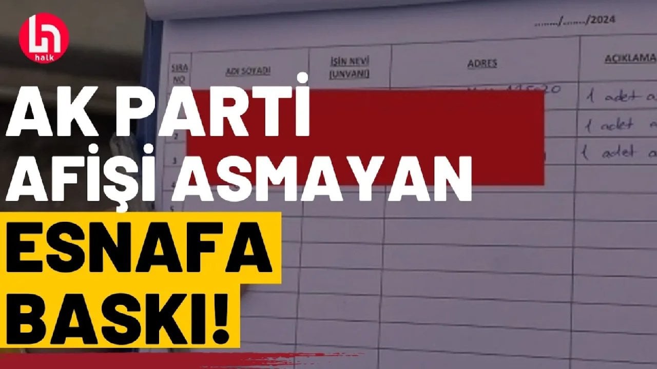 AKP'Lİ adayın afişini asmak istemeyen esnafın isimlerini not ettiler!