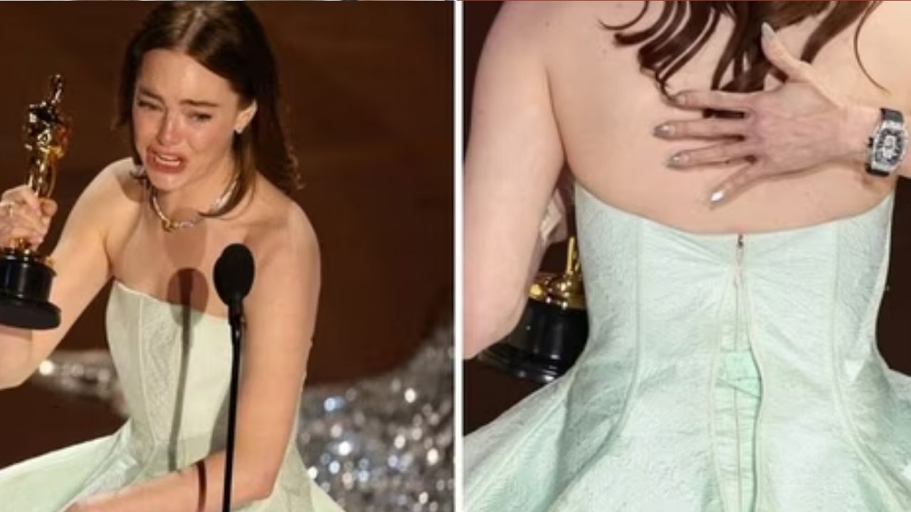 Oscar'da En İyi Kadın Ödülü Emma Stone'a Gitti! Elbisesinin Yırtıldığı Olay Anlar