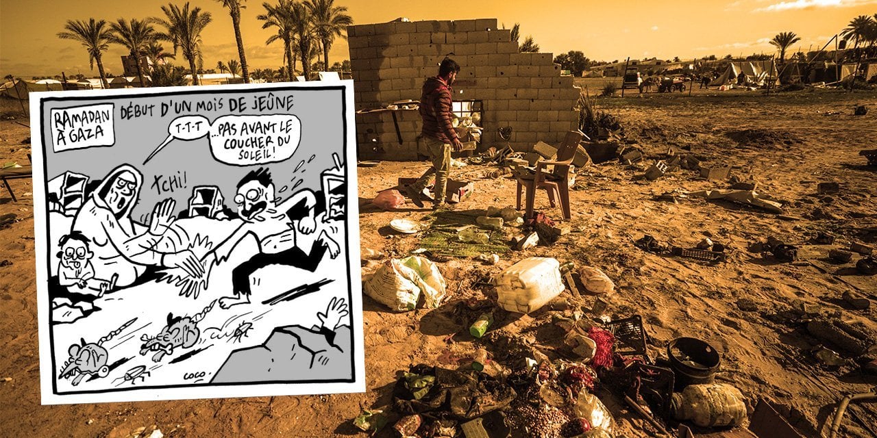 Skandal Karikatür! Gazzelilerin Kıtlıkla Mücadelesiyle Dalga Geçtiler