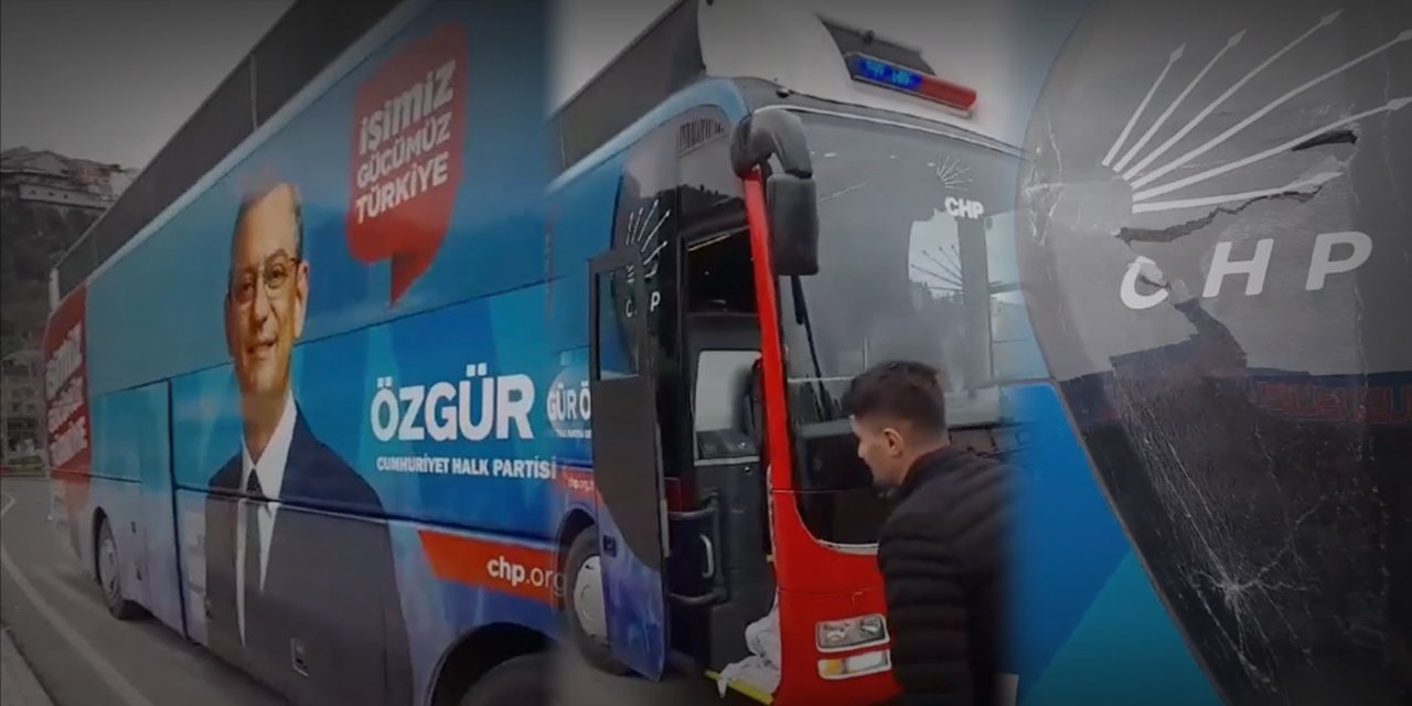 Trabzon'da CHP Otobüsüne Taş Attılar!