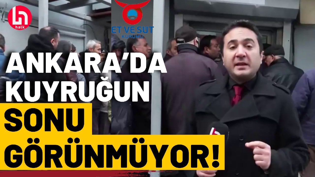 Ankara ayazında sonu görünmeyen et kuyruğu!