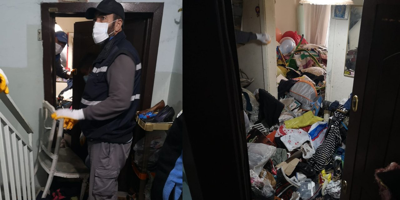 Evden Kamyonlarca Çöp Çıkartıldı