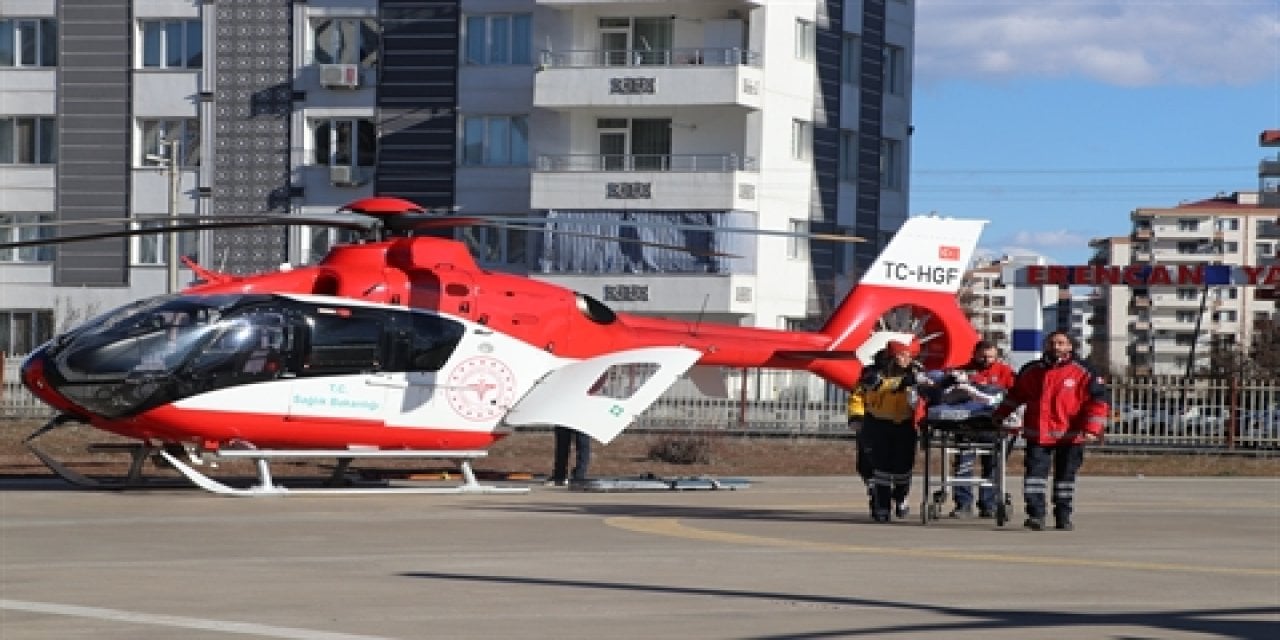 Boynuna ip dolanan çocuk ambulans helikopterle sevk edildi