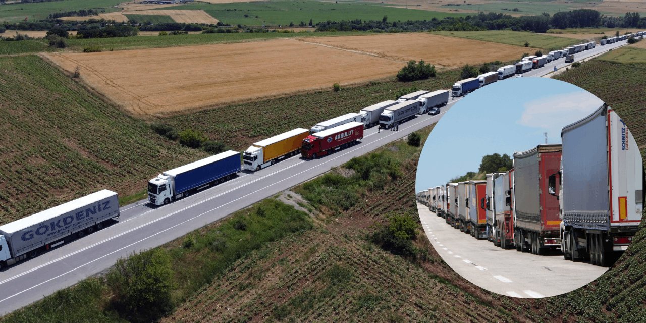 TIR Konvoyu! Edirne Bulgaristan Sınırında 24 KM'lik Bekleyiş