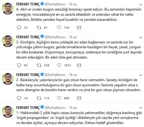 Ferhat Tunç Türkiye'yi terk etti!