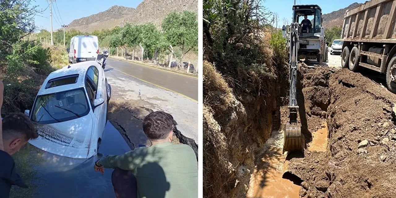 Böyle Talihsizlik Görülmedi: İsale Hattı Patladı Çukuruna Otomobil Düştü!