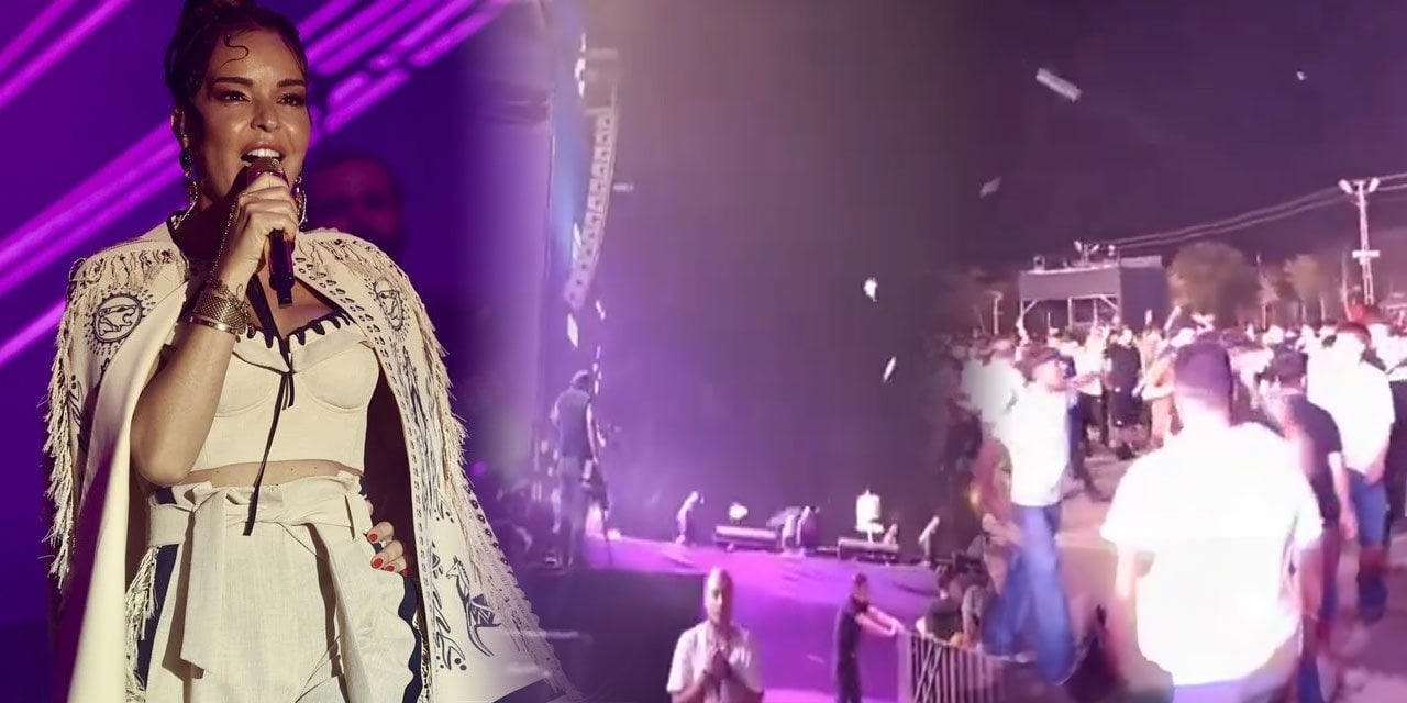 Van Konserinde Şarkıcı Bengü'ye Şok!  Yüzlerce Kişi Sahneye Pet Şişe Fırlattı