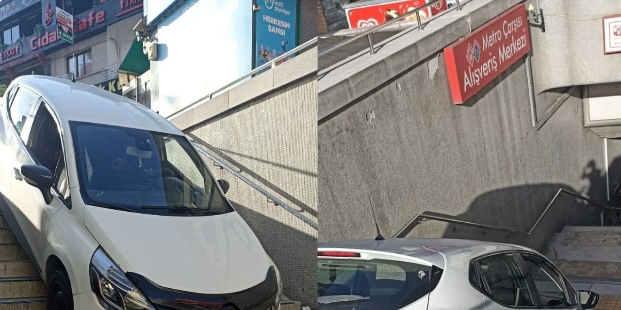 Kızılay Metro Girişine Otomobil Düştü!