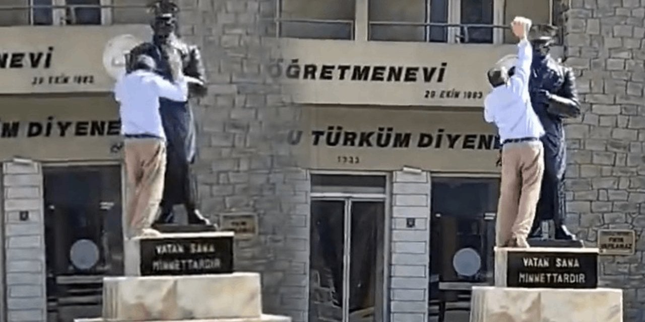 Atatürk Heykeline Taşla Saldırdı!