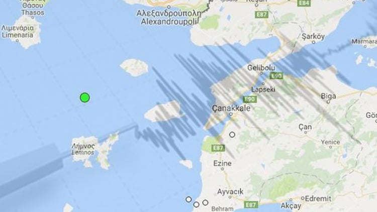 Ege Denizi'nde Gökçeada açıklarında 4,1 büyüklüğünde deprem oldu!